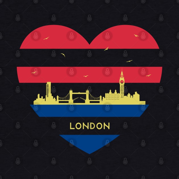 England Skyline cityscape Heart Love Birds Flying London by Msafi